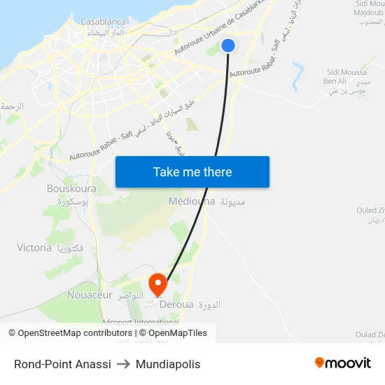 Rond-Point Anassi to Mundiapolis map