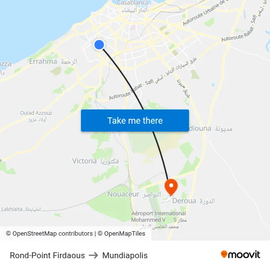 Rond-Point Firdaous to Mundiapolis map