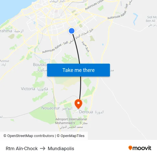 Rtm Aïn-Chock to Mundiapolis map