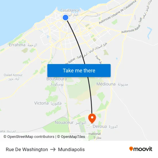 Rue De Washington to Mundiapolis map