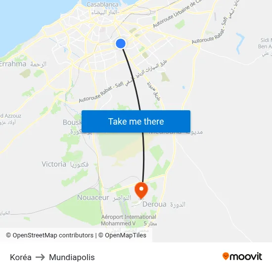 Koréa to Mundiapolis map