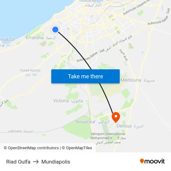 Riad Oulfa to Mundiapolis map