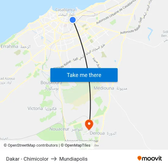 Dakar - Chimicolor to Mundiapolis map