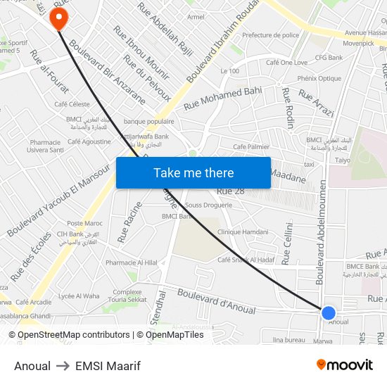 Anoual to EMSI Maarif map