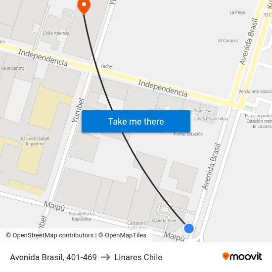 Avenida Brasil, 401-469 to Linares Chile map