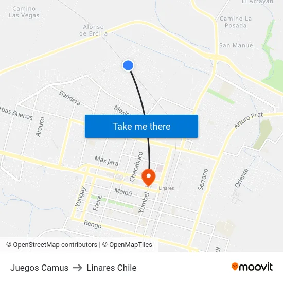 Juegos  Camus to Linares Chile map