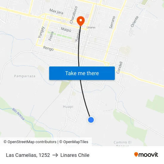 Las Camelias, 1252 to Linares Chile map