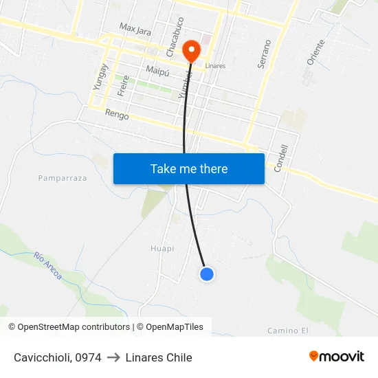 Cavicchioli, 0974 to Linares Chile map