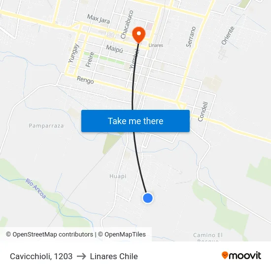 Cavicchioli, 1203 to Linares Chile map