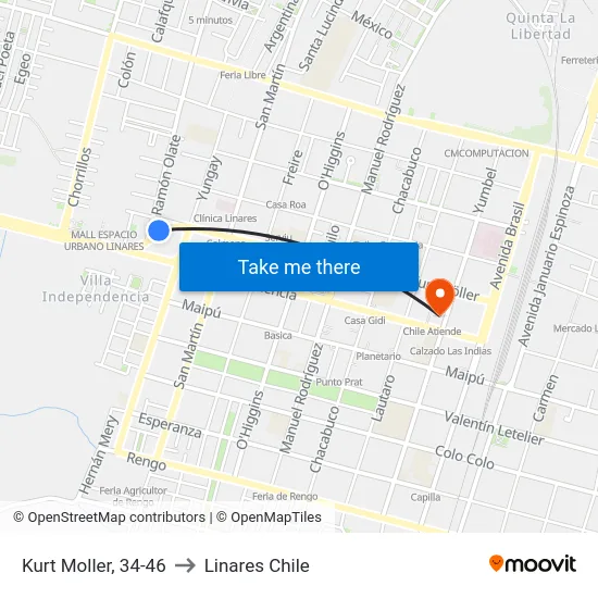 Kurt Moller, 34-46 to Linares Chile map