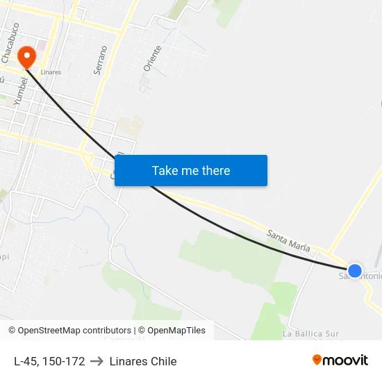 L-45, 150-172 to Linares Chile map