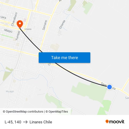 L-45, 140 to Linares Chile map