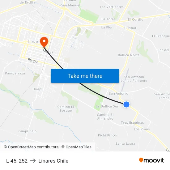 L-45, 252 to Linares Chile map