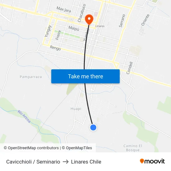 Cavicchioli / Seminario to Linares Chile map