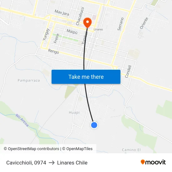 Cavicchioli, 0974 to Linares Chile map