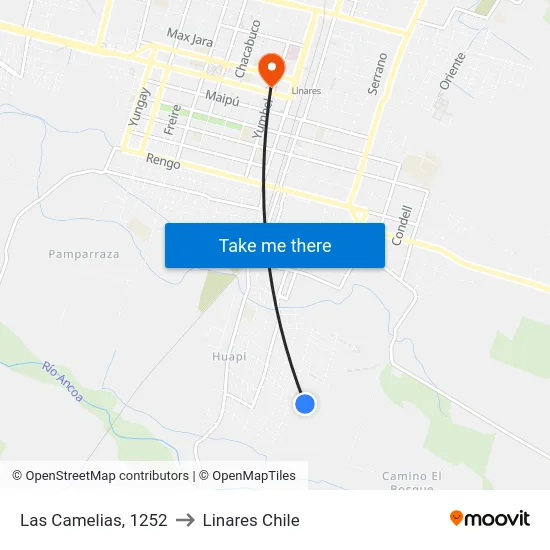 Las Camelias, 1252 to Linares Chile map