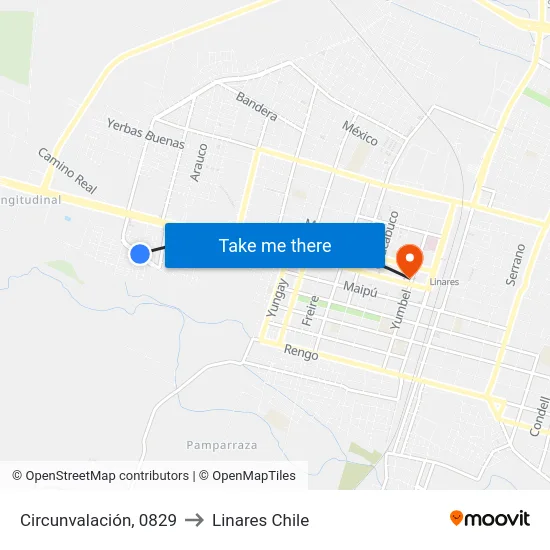 Circunvalación, 0829 to Linares Chile map
