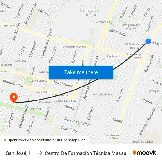 San José, 1297 to Centro De Formación Técnica Massachussets map