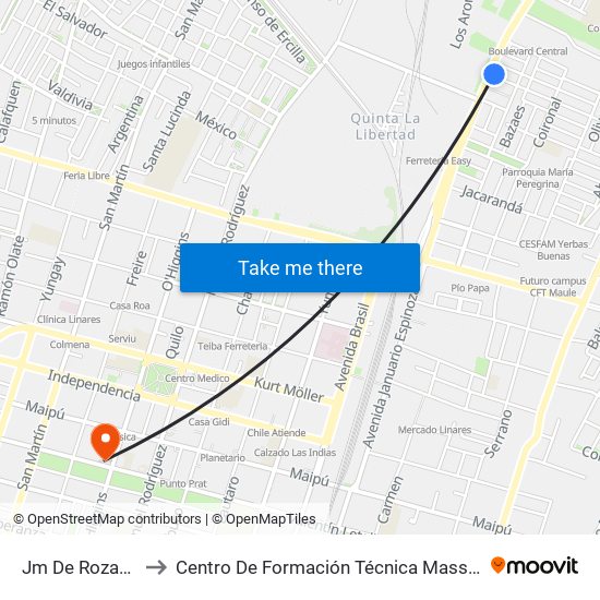 Jm De Rozas, 2-9 to Centro De Formación Técnica Massachussets map