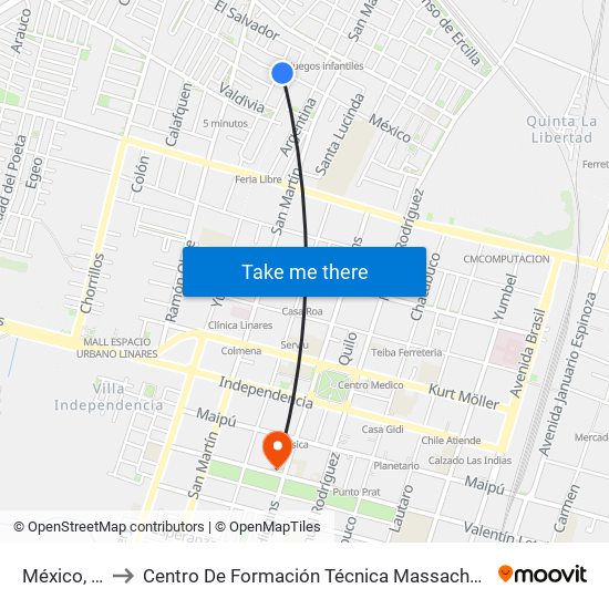 México, 37 to Centro De Formación Técnica Massachussets map