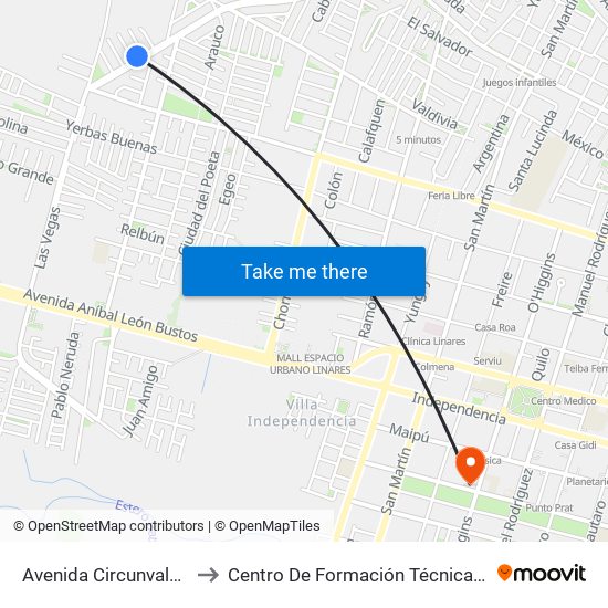 Avenida Circunvalacion, 1143 to Centro De Formación Técnica Massachussets map