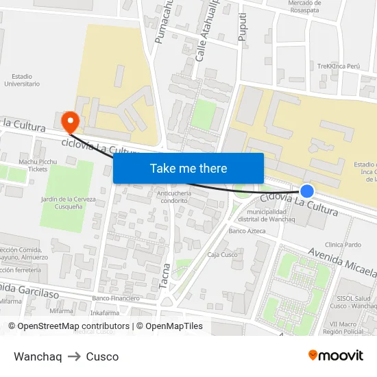 Wanchaq to Cusco map