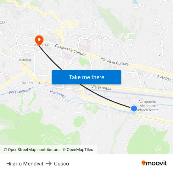 Hilario Mendivil to Cusco map