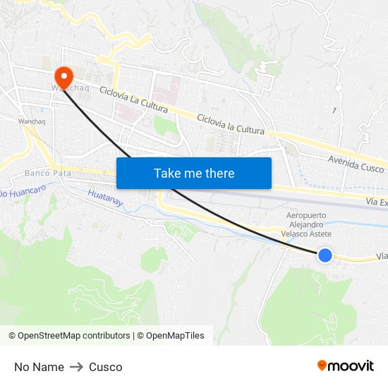 No Name to Cusco map