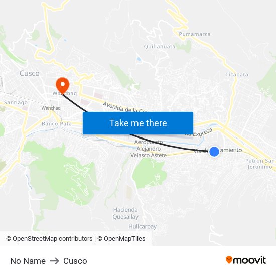 No Name to Cusco map
