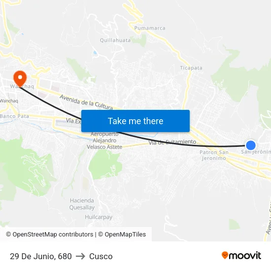 29 De Junio, 680 to Cusco map