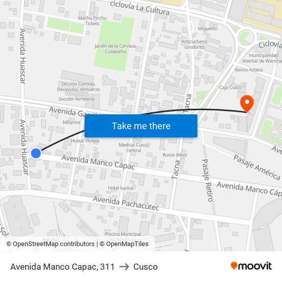Avenida Manco Capac, 311 to Cusco map