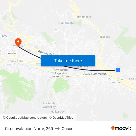 Circunvalacion Norte, 260 to Cusco map