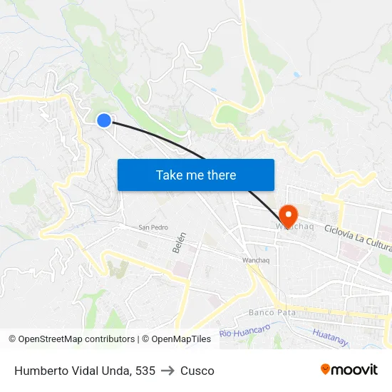 Humberto Vidal Unda, 535 to Cusco map