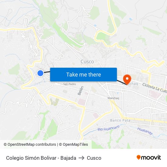 Colegio Simón Bolivar - Bajada to Cusco map