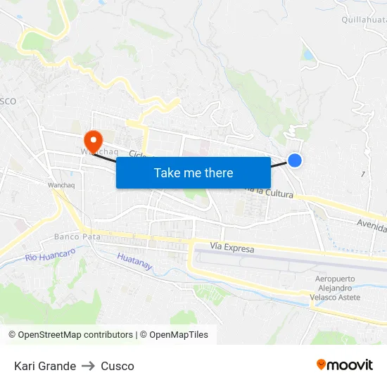 Kari Grande to Cusco map