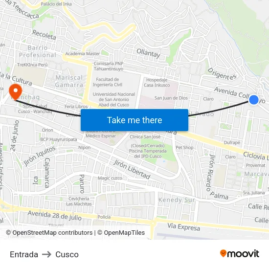 Entrada to Cusco map