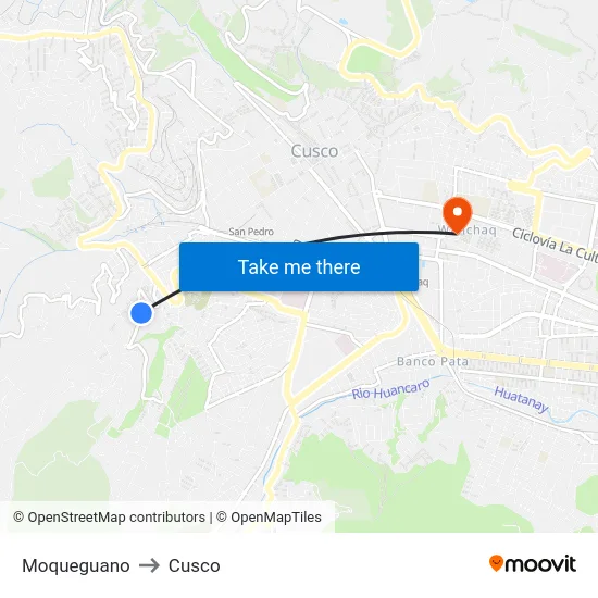 Moqueguano to Cusco map