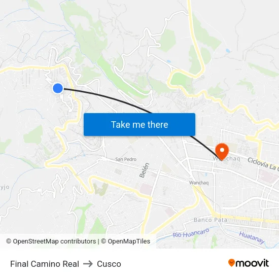 Final Camino Real to Cusco map