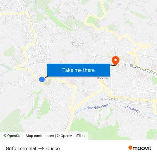 Grifo Terminal to Cusco map