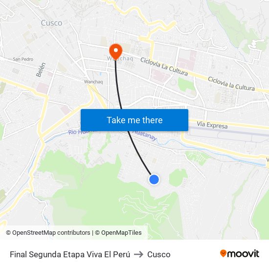 Final Segunda Etapa Viva El Perú to Cusco map
