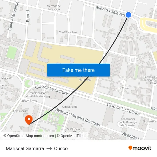 Mariscal Gamarra to Cusco map
