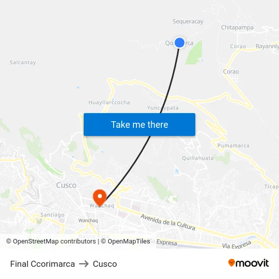 Final Ccorimarca to Cusco map