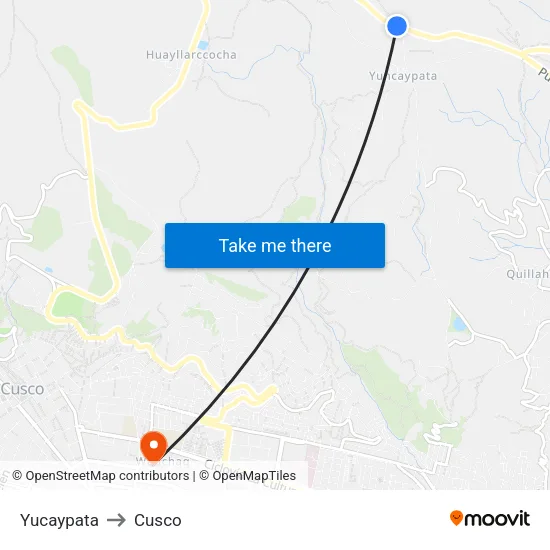 Yucaypata to Cusco map