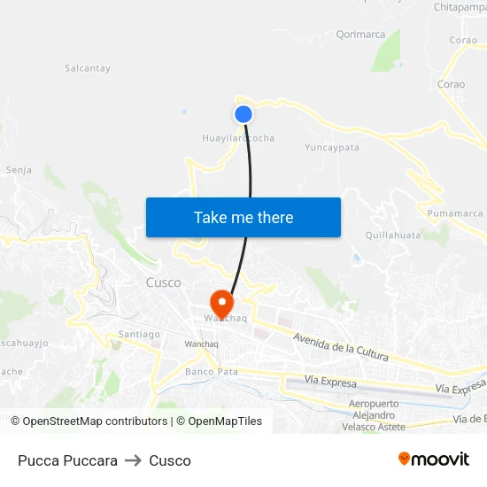Pucca Puccara to Cusco map