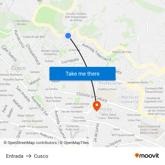 Entrada to Cusco map