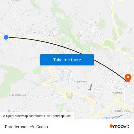 Paraderosat to Cusco map