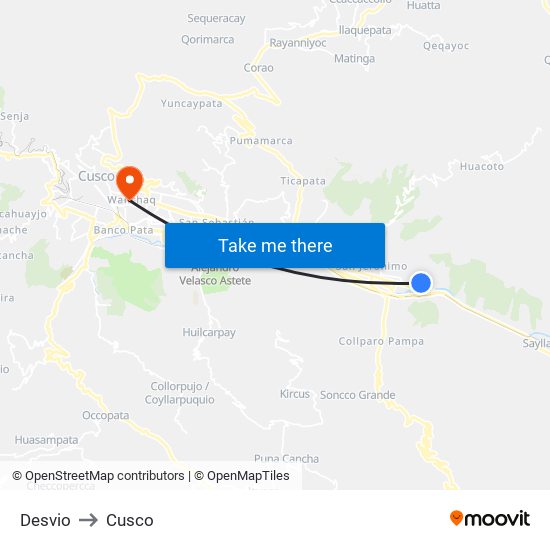 Desvio to Cusco map