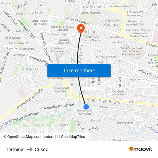 Terminal to Cusco map