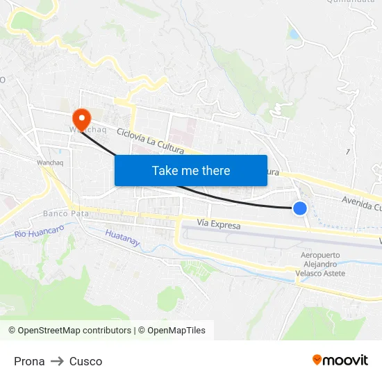 Prona to Cusco map