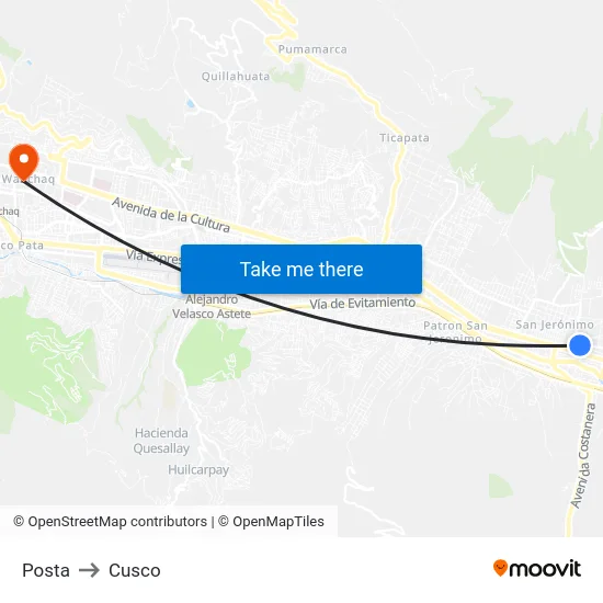 Posta to Cusco map